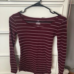 Striped maroon long sleeve shirt